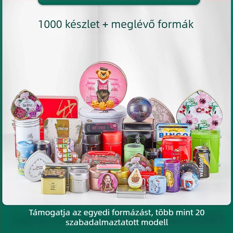 Hosszúkás fémdoboz kekszhez és teához, élelmiszer-tároló doboz UV nyomtatással, testreszabható méretek