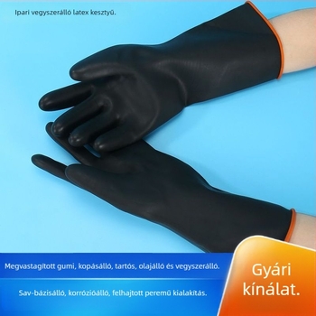 Ipari felhasználású, kémiailag ellenálló latex kesztyűk, sav- és lúgállóak, hosszabbított és megvastagodott kivitelben a tartósságért