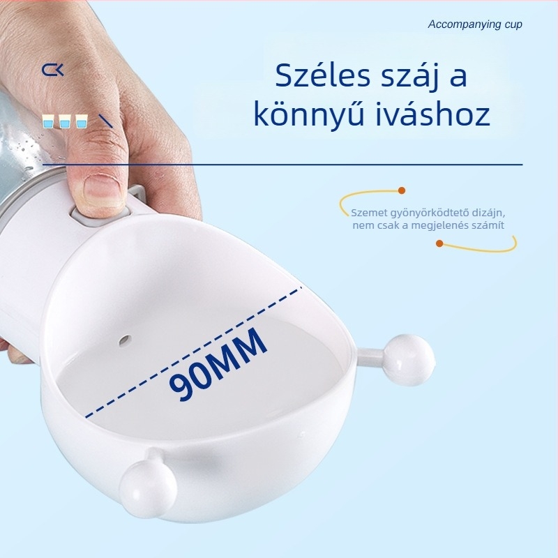 Kutyáknak szánt hordozható vízpalack pohárral – kültéri utazásokhoz