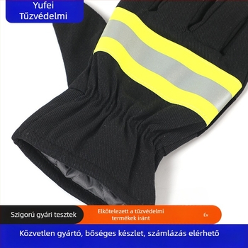 Hőálló, kopásálló pamut tűzoltó kesztyűk, mentésre és tűzoltásra