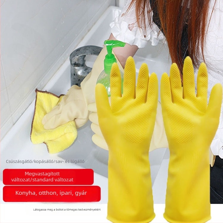 Latex védőkesztyűk kémiai védelemhez, csúszásmentes, kétszeres réteggel, sav- és bázisálló, ipari használatra