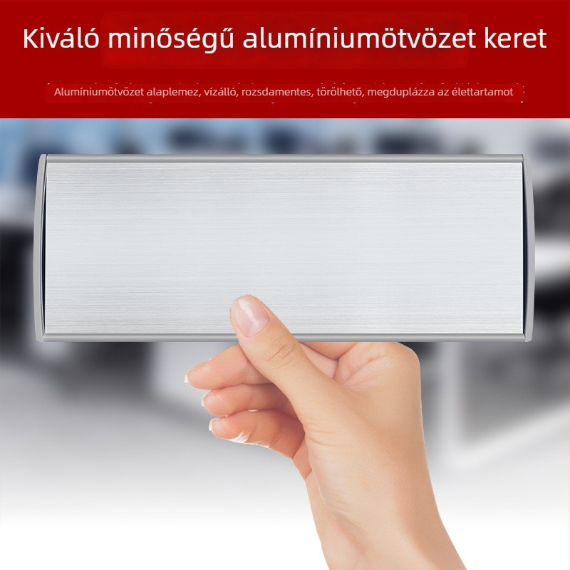 Alumínium ötvözet munkaállomás felirat, prémium irodai névjegytábla, beosztás és névjegy