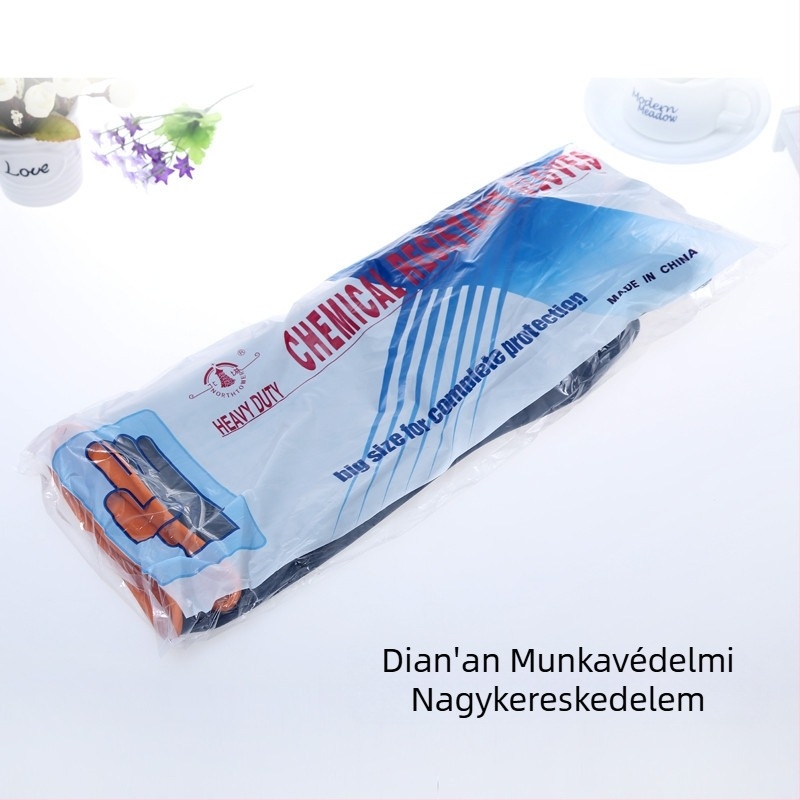 36 cm hosszú latex kesztyűk, hosszított és vastagított kivitelben, sav- és lúgállóak, fekete színűek, ipari felhasználás, kémiai védelem, kopásállóak és vízállóak