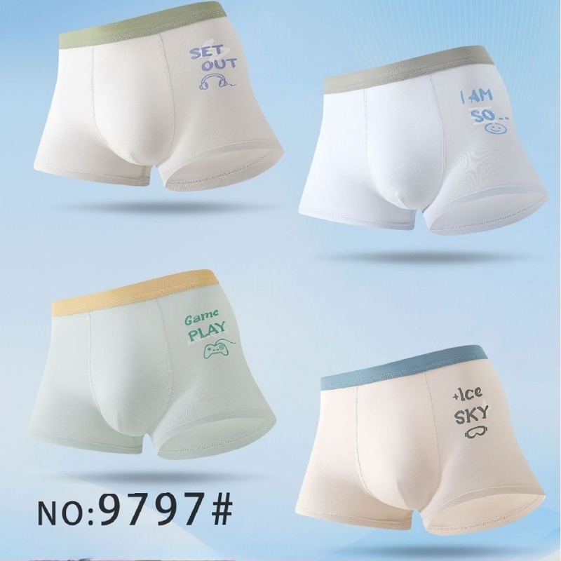 Modal férfi boxeralsó tinédzserfiúk számára, 7A antibakteriális, légáteresztő sportos boxer brief, dobozos csomagolás