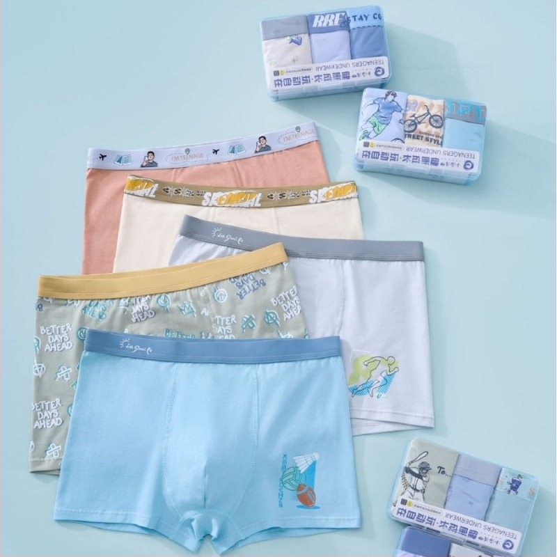 Modal férfi boxeralsó tinédzserfiúk számára, 7A antibakteriális, légáteresztő sportos boxer brief, dobozos csomagolás