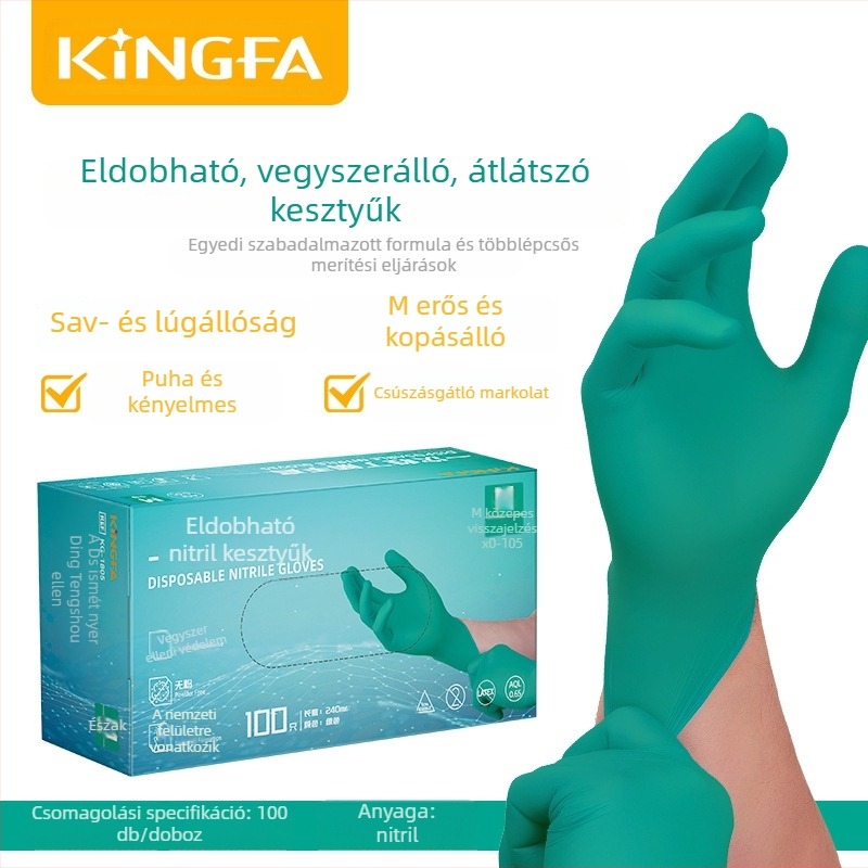 Blonde egyszer használatos kémiai ellenálló nitril kesztyűk, 1805 vastagított, kopásálló, sav-bázis ellenálló, laboratóriumi kesztyűk, 100 db