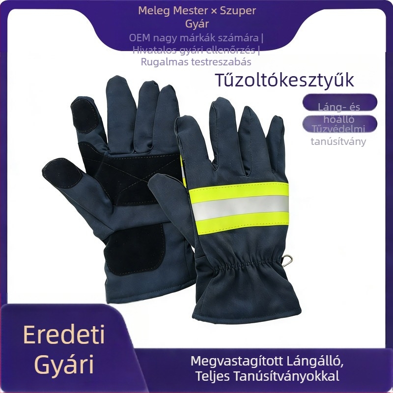 Tűzoltó kesztyűk hőszigeteléssel, lángállóak, megerősítettek, kopásállóak, védőkesztyűk építéshez