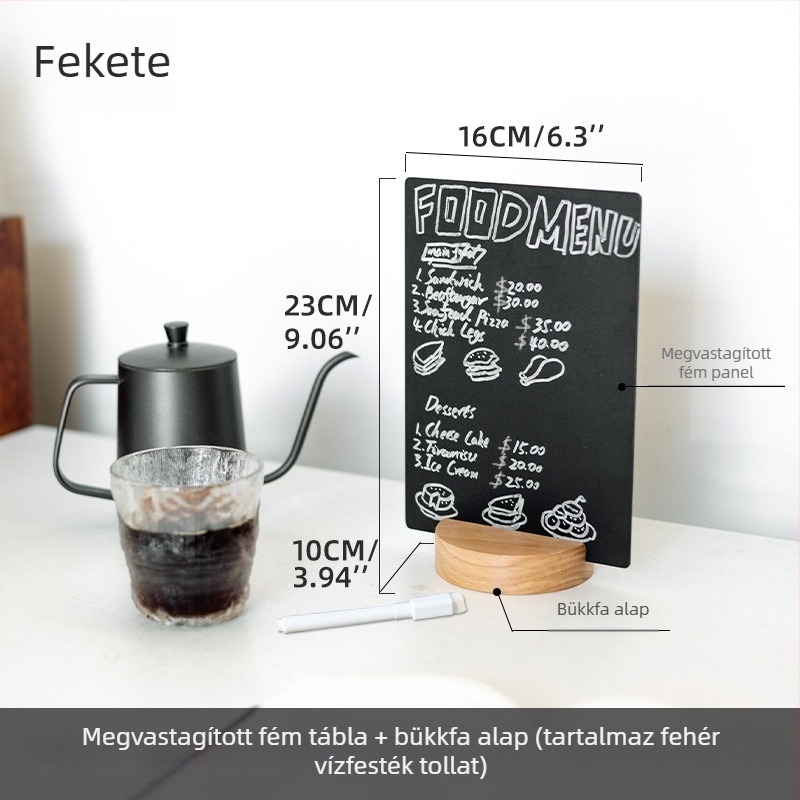 Fém árjelző tábla süteményekhez és kenyérhez, írható árcímke, kiállító tábla
