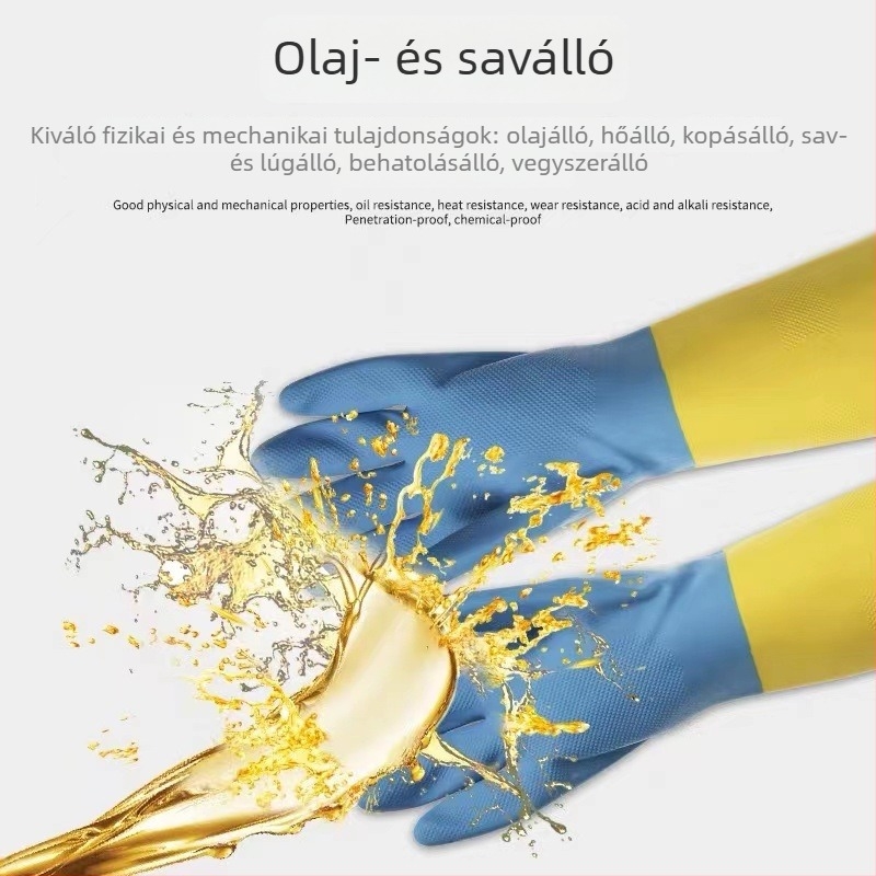 Kék-sárga kéttónusú neopréngumi ipari és háztartási használatra, megvastagított, vegyszerálló