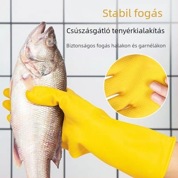 Vastagított gumi-latex kesztyű munkahelyi védelemre, kopásálló, vízálló, csúszásmentes, mosogatáshoz és háztartási feladatokhoz