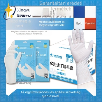 Xingyu E700 nitril kesztyűk, részben átlátszó fehér, 12 hüvelykes hosszabbított és vastagított kivitel, vízálló és olajálló, védő kesztyűk cateringhez és élelmiszer-iparhoz