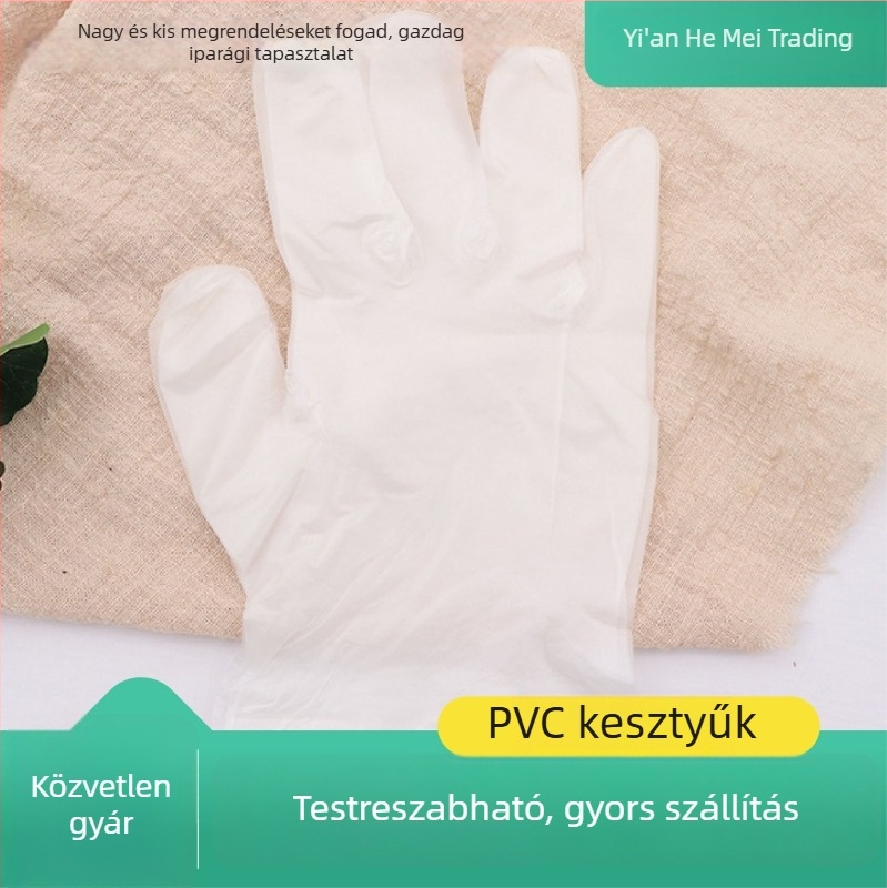 PVC kesztyűk, vastagítottak és átlátszóak, sütéshez és háztartási tisztításhoz, kozmetikai ápoláshoz; csúszásmentes és tapadásmentes, kémiailag ellenálló
