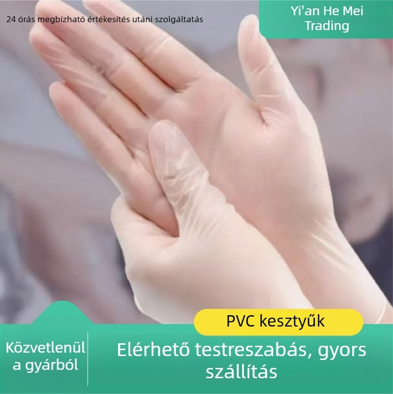 PVC kesztyűk, vastagítottak és átlátszóak, sütéshez és háztartási tisztításhoz, kozmetikai ápoláshoz; csúszásmentes és tapadásmentes, kémiailag ellenálló