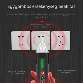 Multifunkciós feszültségellenőrző toll, indukcióval, nagy pontosságú fázis- és nullvezető detektálás, áramkör-megszakítás ellenőrzés, hang- és fényriasztás
