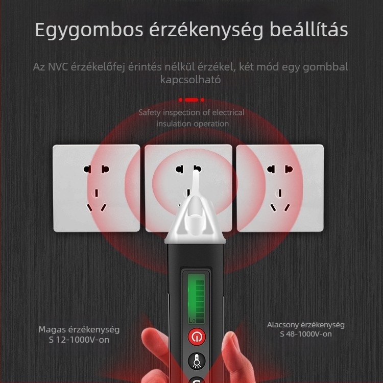 Multifunkciós feszültségellenőrző toll, indukcióval, nagy pontosságú fázis- és nullvezető detektálás, áramkör-megszakítás ellenőrzés, hang- és fényriasztás