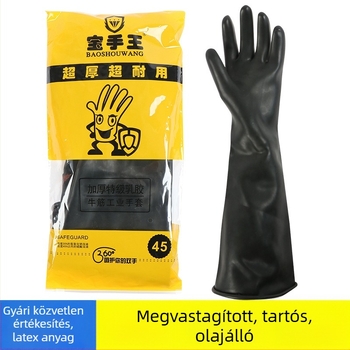 Fekete ipari latex kesztyűk kémiai védelemre, savak és lúgok ellen, megvastagodott latex
