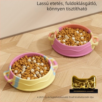 Silikonból készült lassú etető tál kutyáknak, kettős fogantyúval, kis- és közepes méretű ebek számára, fulladás elleni dizájn