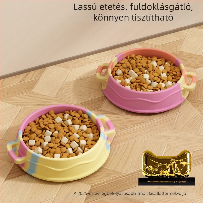 Silikonból készült lassú etető tál kutyáknak, kettős fogantyúval, kis- és közepes méretű ebek számára, fulladás elleni dizájn