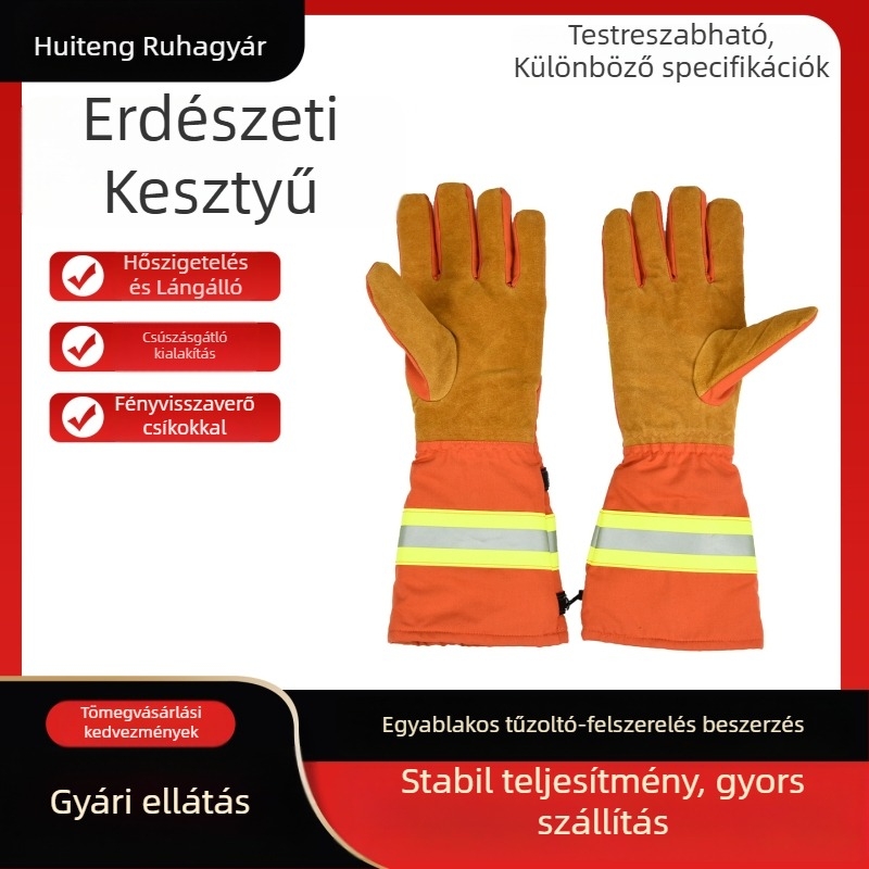 Aramid tűzvédő kesztyűk, lángálló és hőszigetelő, velúr bőrből