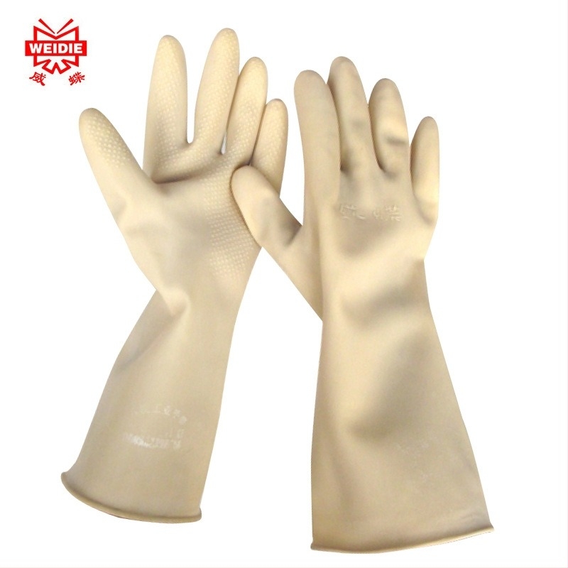 Weidie latex védőkesztyűk, 40 cm / 45 cm hosszúak, megerősített kivitel, sav- és lúgálló