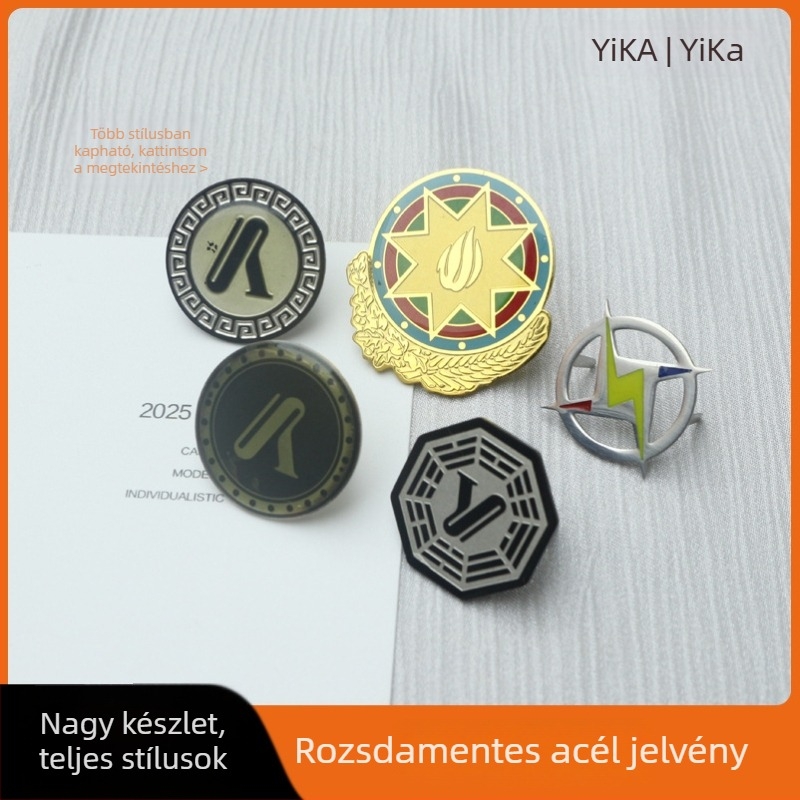 Rozsdamentes acél logó névtáblák táskákhoz, kézitáskákhoz és ruházathoz