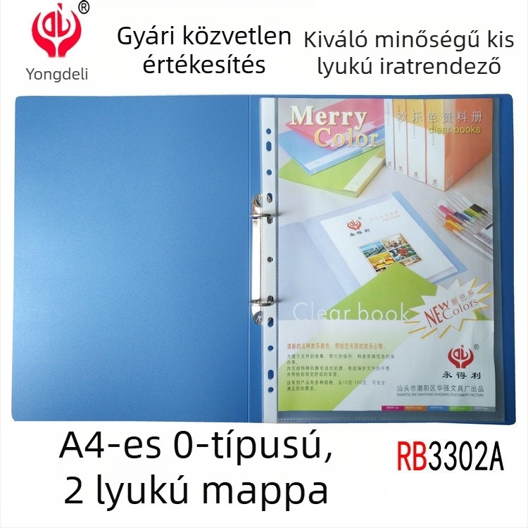 Ever Gain RB3302A A4 PP irattartó, O-gyűrűk, kétlyukú, kék