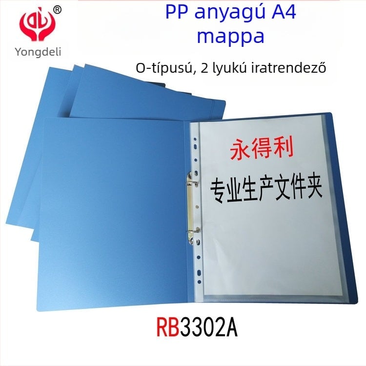 Ever Gain RB3302A A4 PP irattartó, O-gyűrűk, kétlyukú, kék