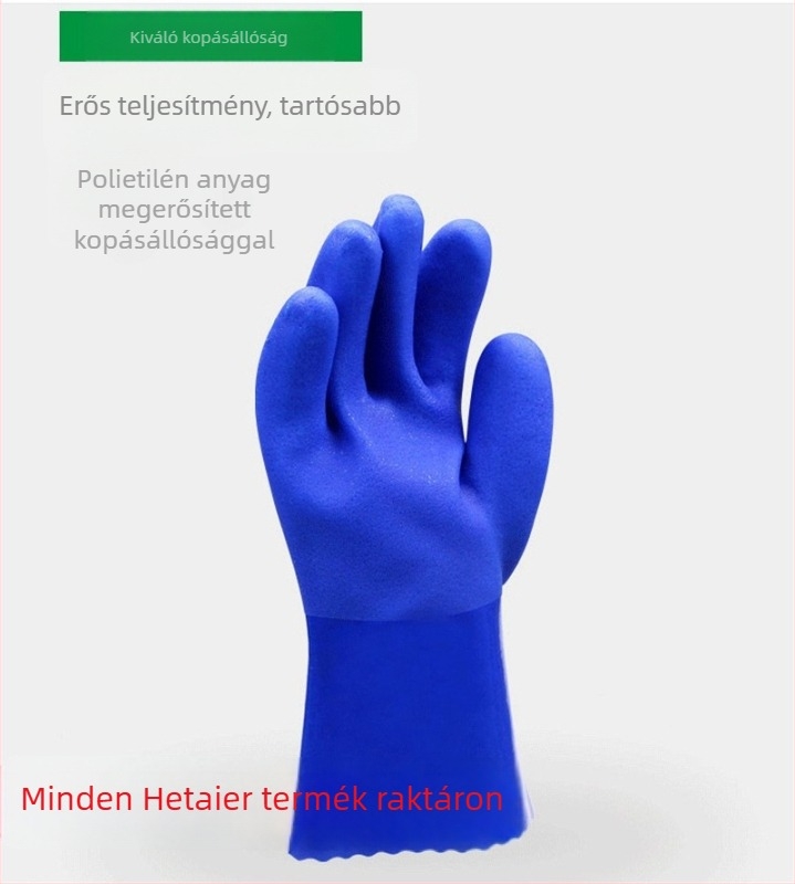 HTR Haitel 10-224PVC vegyi védő kesztyűk, kopásállóak, csúszásmentesek, olajállóak, sav-bázis ellenállók, pamut bélés, hossza 26 cm