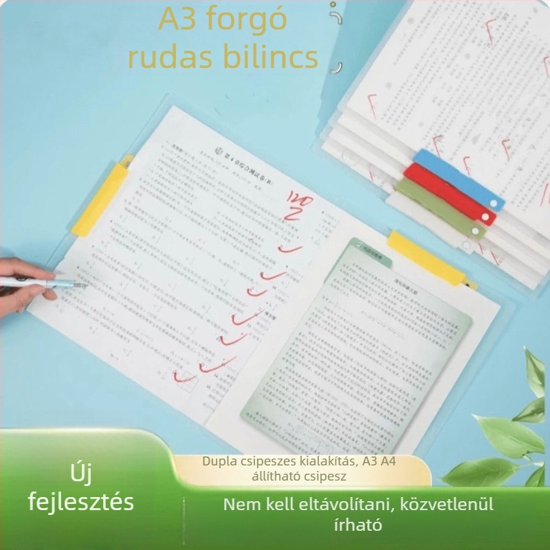 A3-as dupla fogóklipsz forgó rúddal – A3/A4 méretű dokumentumokhoz, iskolai írószerek