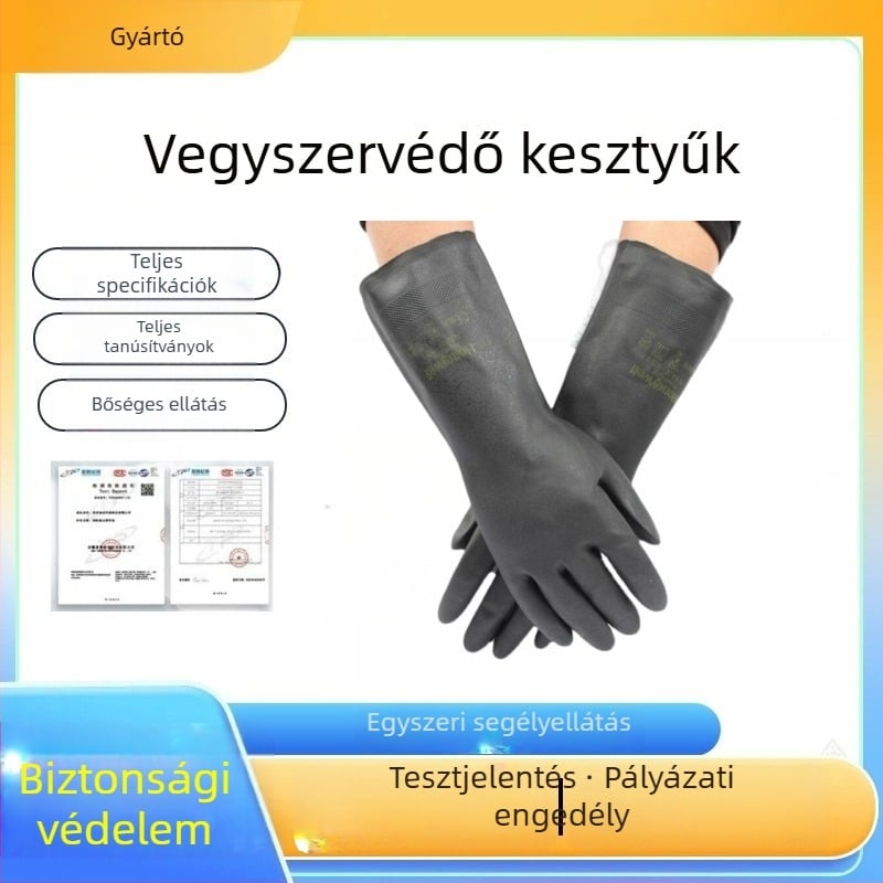 Tűzoltási mentéshez készült vegyi védő kesztyűk, vízálló gumikesztyűk