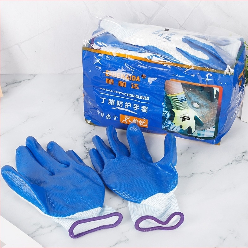 Nitril kesztyű nylon bélésével, vegyi ellenálló, fémfeldolgozáshoz