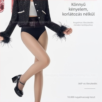 Női fleeces belső bélelő harisnya, fekete, selymes fényű, átlátszó, magas derék, vastag, egyrészes kialakítás, nedves ragyogás