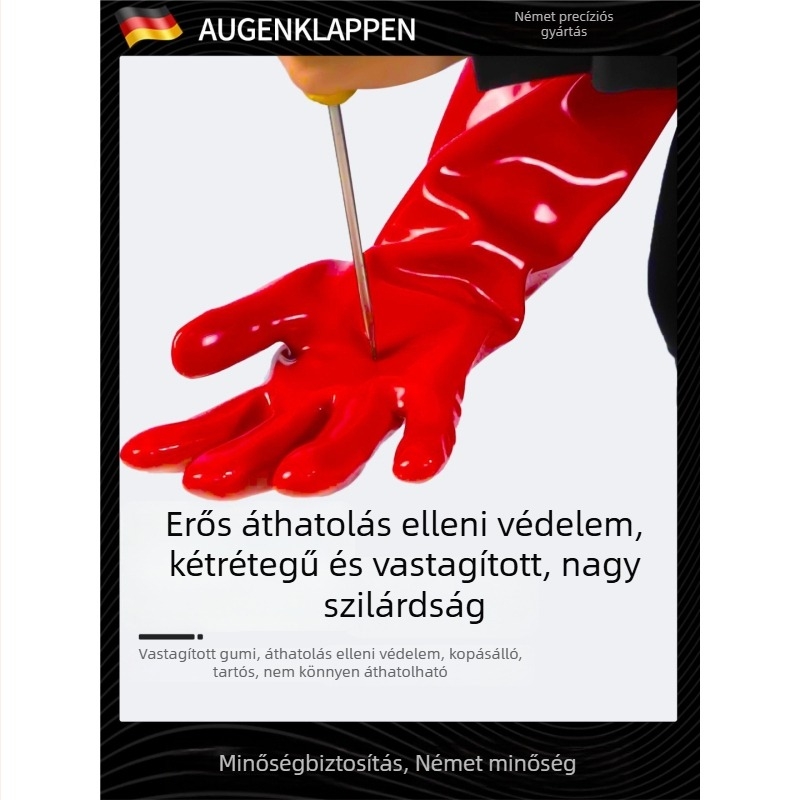 Hosszított és vastagabb latex kesztyű sav- és lúgálló, vízálló és olajálló, ipari védelemhez, laboratóriumi tisztításhoz