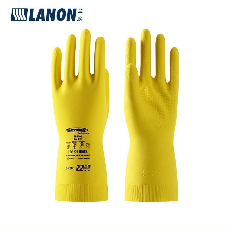 LANON SR206 vékony ipari gumikesztyűk sav- és lúgálló, kémiailag ellenálló laboratóriumi használatra
