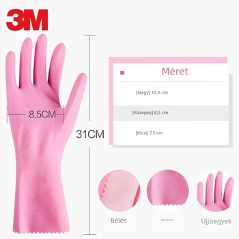 3M Scotch Slim kesztyűk, rózsaszín, kémiailag ellenálló, olaj- és saválló, megfelelő sorozat