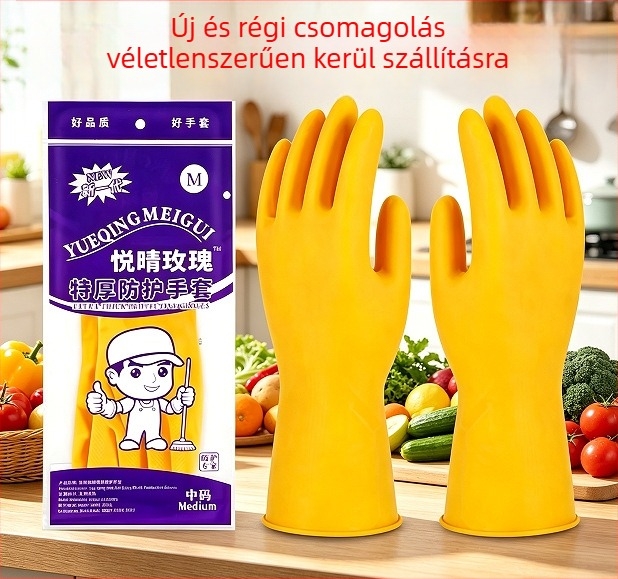 Rózsaszín extra vastag latex kesztyűk mosogatáshoz és háztartási feladatokhoz, kopásálló, nők számára
