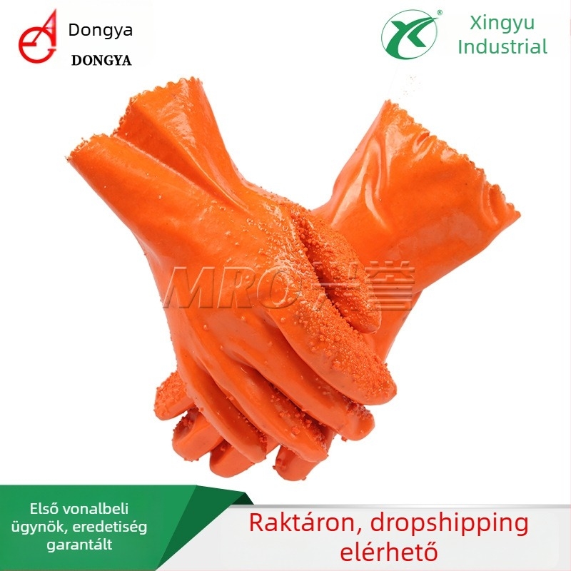 Műanyagba mártott kesztyűk anti-slip részecskékkel, kopásállóak, halászati, gépipar, vegyipar és festési műveletekhez