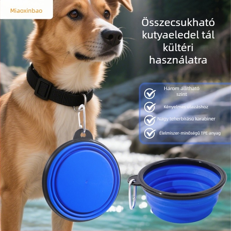 Összecsukható szilikon tál háziállatoknak, kültéri, hordozható etető- és itatótál kutyáknak és macskáknak