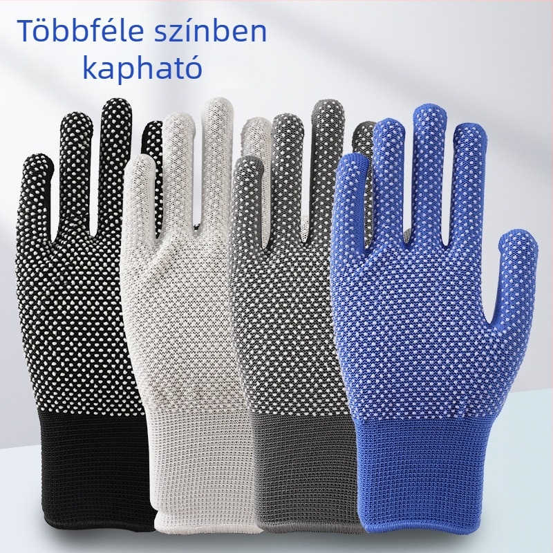 Nylon csúszásmentes munkavédelmi kesztyűk, vékony 13-szálas kivitel, vezetőknek és kertészkedéshez, teljes tenyérfedés