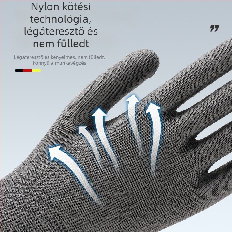Nylon csúszásmentes munkavédelmi kesztyűk, vékony 13-szálas kivitel, vezetőknek és kertészkedéshez, teljes tenyérfedés