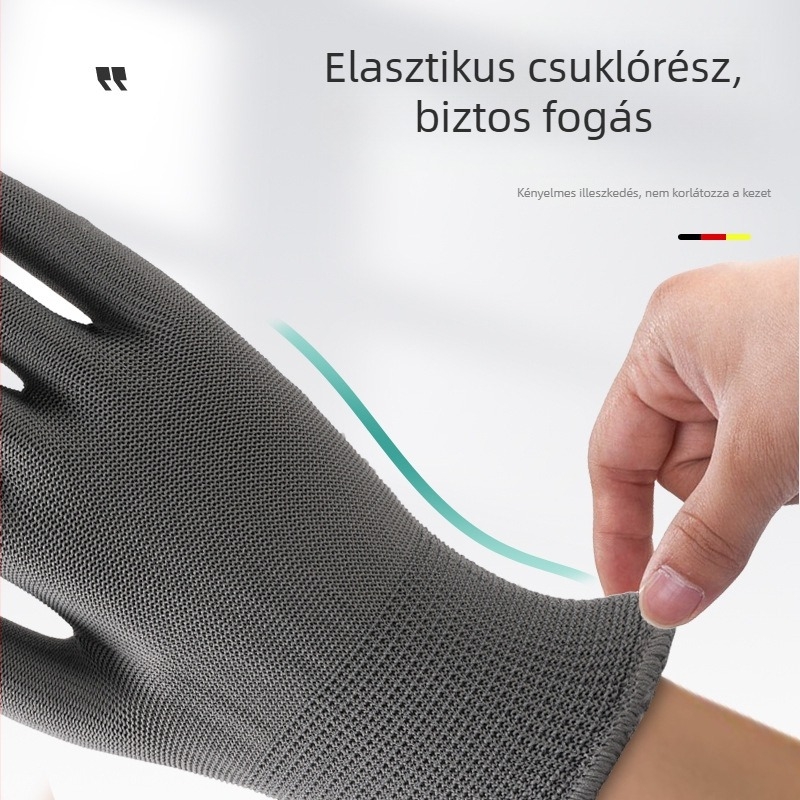 Nylon csúszásmentes munkavédelmi kesztyűk, vékony 13-szálas kivitel, vezetőknek és kertészkedéshez, teljes tenyérfedés