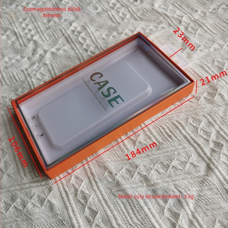 Átlátszó ajándékdoboz mobiltelefon tokhoz, karton doboz két részes fedéllel