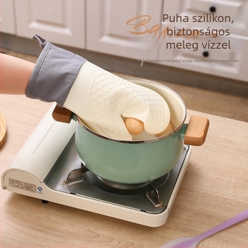 Szilikon kesztyű hőálló, vastag csúszásmentes felülettel, izolációhoz magas hőfokon, mikrohullámú sütőhöz és a konyhába