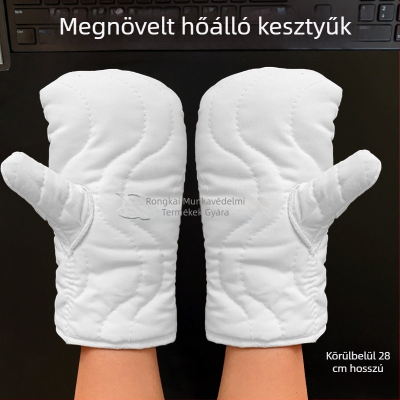 Rongkai Vastagított hőálló pamut vászon kesztyűk, kétujjas, konyhai sütéshez