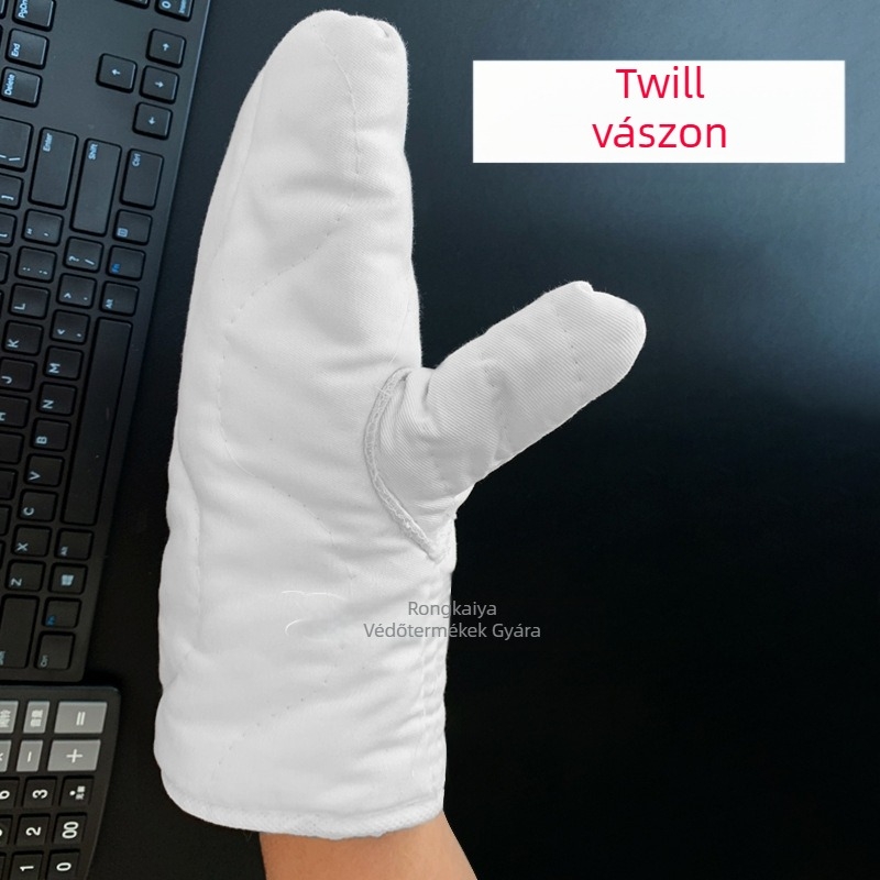 Rongkai Vastagított hőálló pamut vászon kesztyűk, kétujjas, konyhai sütéshez