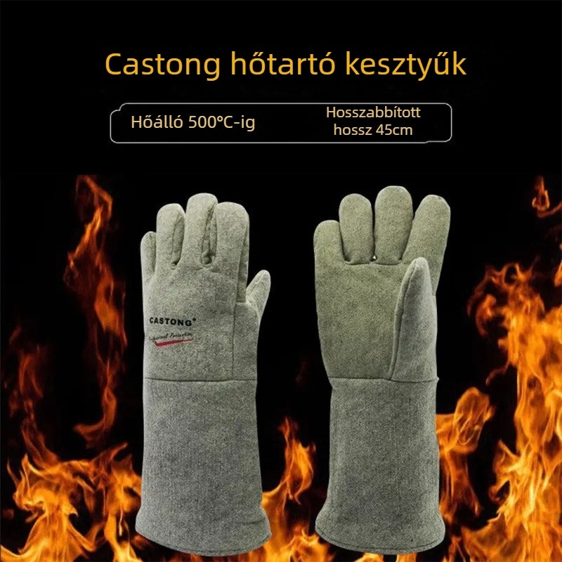 CASTONG GEEE15-45 500°C-ig hőálló kesztyűk, kopásálló, égésvédő, hőszigetelő