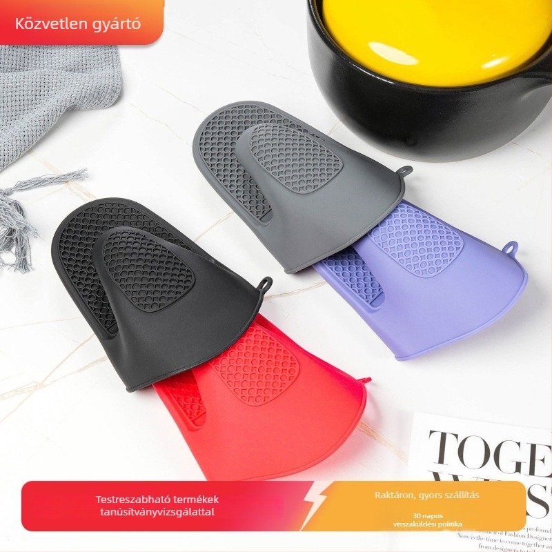 Konyhai szilikon kesztyűk, vastagított, 20 cm hosszú, hőálló és csúszásmentes, edényekhez, tálakhoz és sütéshez, 230°C-ig.