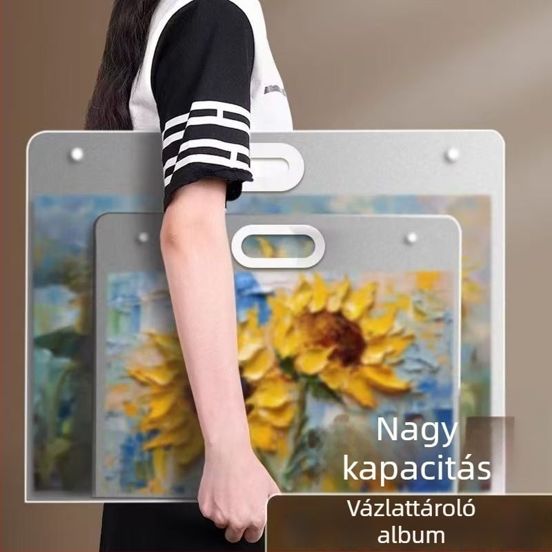Hordozható művészeti portfólió mappa 8K vázlatlap és 4K műalkotások gyűjteménye, A2 méret, 100 oldal