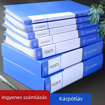 Kék A4-es többrétegű irattartó, átlátszó