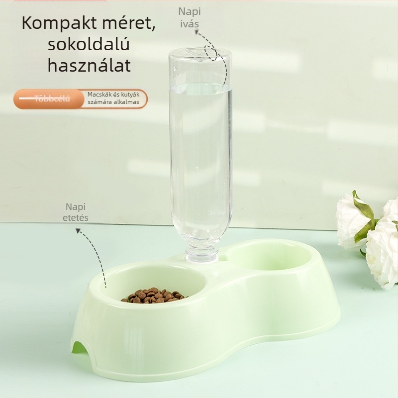 Hordozható kisállatvíz-palack és száraz–nedves elválasztású kutyatál
